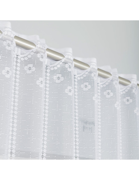 KLEMENTYNA · Firanka gotowa żakardowa z podcięciem na dole · 200x80 cm · kolor biały