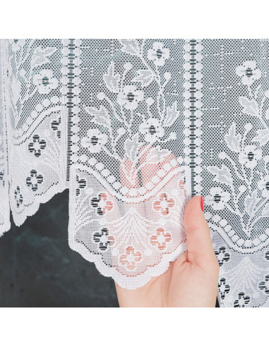 KLEMENTYNA · Firanka gotowa żakardowa z podcięciem na dole · 200x80 cm · kolor biały