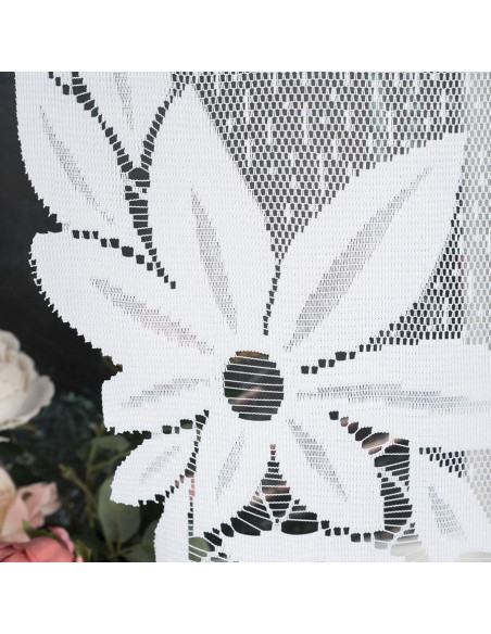 JADWIGA · Firanka gotowa · biała · kwiaty i pasy · 300x160