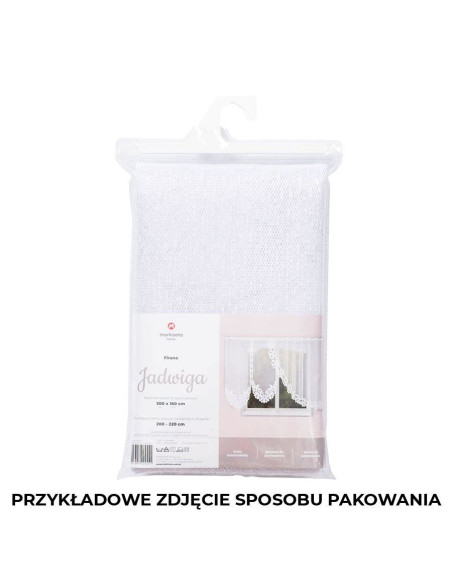 JADWIGA · Firanka gotowa · biała · kwiaty i pasy · 300x160