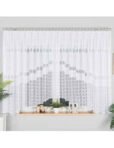 ADRIANNA - Firanka gotowa żakardowa z podcięciem na dole - 400x160 cm - kolor biały