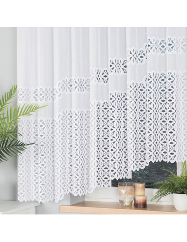 ADRIANNA - Firanka gotowa żakardowa z podcięciem na dole - 400x160 cm - kolor biały