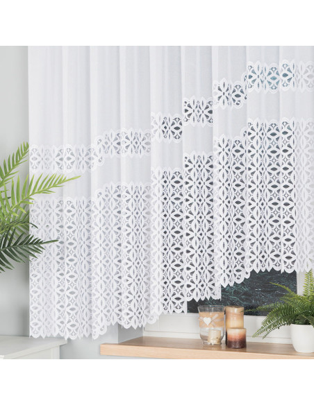 ADRIANNA - Firanka gotowa żakardowa z podcięciem na dole - 400x160 cm - kolor biały