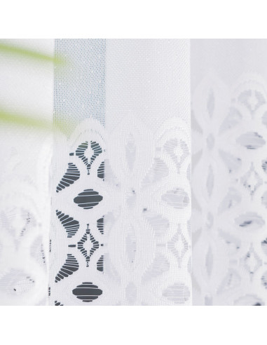 ADRIANNA - Firanka gotowa żakardowa z podcięciem na dole - 400x160 cm - kolor biały