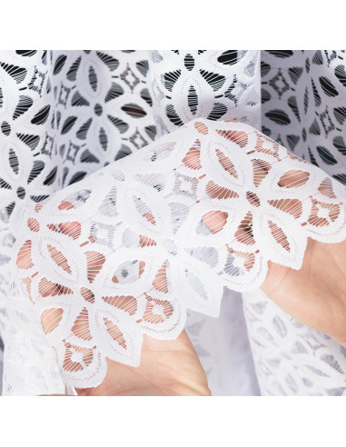 ADRIANNA - Firanka gotowa żakardowa z podcięciem na dole - 400x160 cm - kolor biały