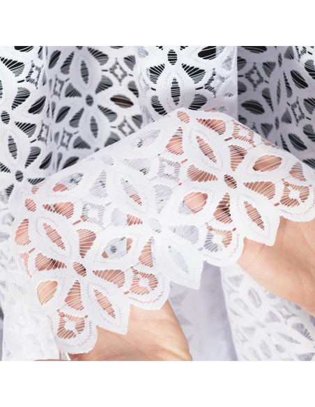 ADRIANNA - Firanka gotowa żakardowa z podcięciem na dole - 400x160 cm - kolor biały