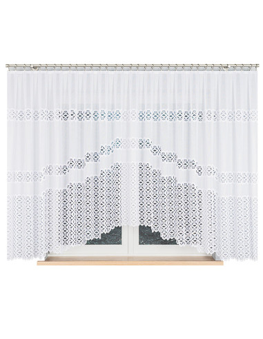 ADRIANNA - Firanka gotowa żakardowa z podcięciem na dole - 400x160 cm - kolor biały