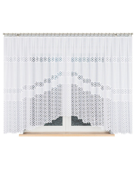 ADRIANNA - Firanka gotowa żakardowa z podcięciem na dole - 400x160 cm - kolor biały
