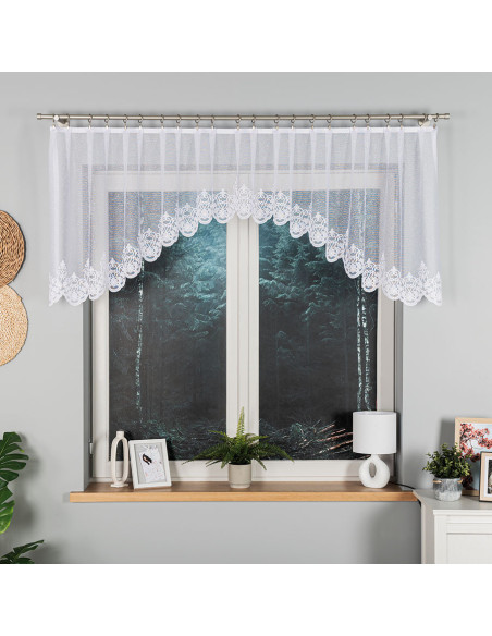 ŻANETA · lambrekin z podcięciem · biały · klasyczny wzór · 300x80