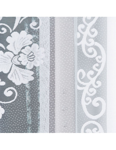 FUKSJA · firanka gotowa z podcięciem · biała · kwiaty i ornamenty · 320x160 cm