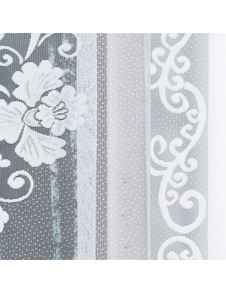 FUKSJA · firanka gotowa z podcięciem · biała · kwiaty i ornamenty · 320x160 cm