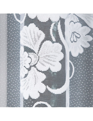 FUKSJA · firanka gotowa z podcięciem · biała · kwiaty i ornamenty · 320x160 cm