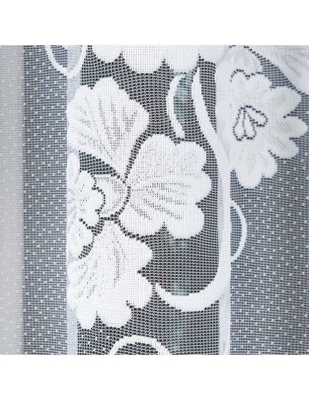 FUKSJA · firanka gotowa z podcięciem · biała · kwiaty i ornamenty · 320x160 cm