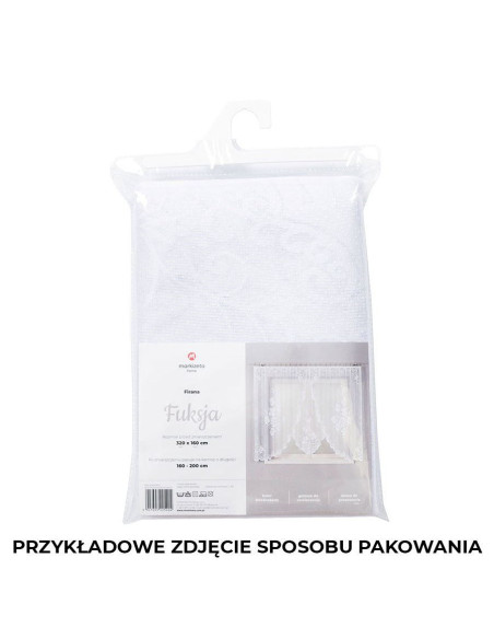 FUKSJA · firanka gotowa z podcięciem · biała · kwiaty i ornamenty · 320x160 cm
