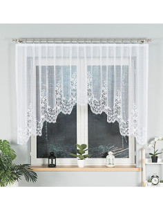 BERENIKA - Firanka gotowa żakardowa z podcięciem na dole - 330x130 cm - kolor biały