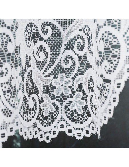 BERENIKA - Firanka gotowa żakardowa z podcięciem na dole - 330x130 cm - kolor biały