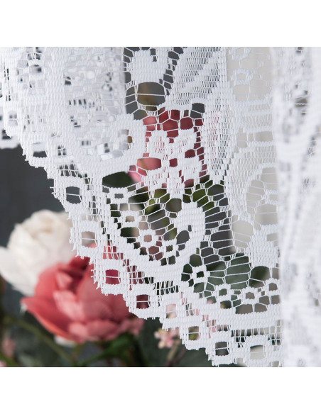 BERENIKA - Firanka gotowa żakardowa z podcięciem na dole - 330x130 cm - kolor biały