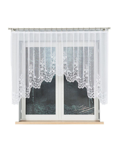 BERENIKA - Firanka gotowa żakardowa z podcięciem na dole - 330x130 cm - kolor biały