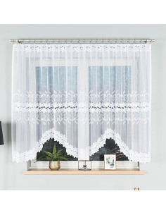 BASTIA · Firanka gotowa żakardowa z podcięciem na dole · 300x150 cm · kolor biały
