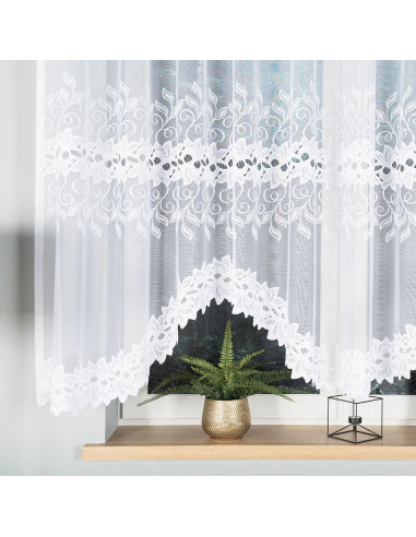 BASTIA · Firanka gotowa żakardowa z podcięciem na dole · 300x150 cm · kolor biały