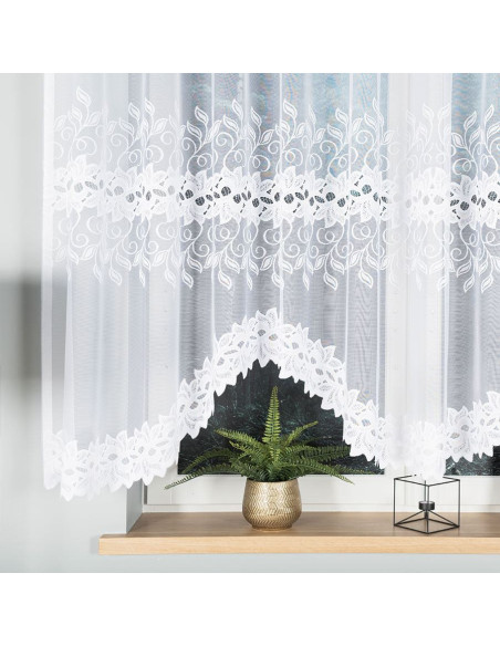 BASTIA · Firanka gotowa żakardowa z podcięciem na dole · 300x150 cm · kolor biały