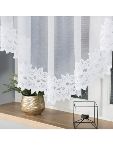 BASTIA · Firanka gotowa żakardowa z podcięciem na dole · 300x150 cm · kolor biały