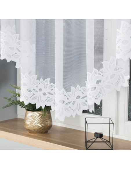BASTIA · Firanka gotowa żakardowa z podcięciem na dole · 300x150 cm · kolor biały