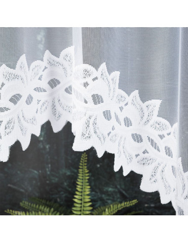 BASTIA · Firanka gotowa żakardowa z podcięciem na dole · 300x150 cm · kolor biały