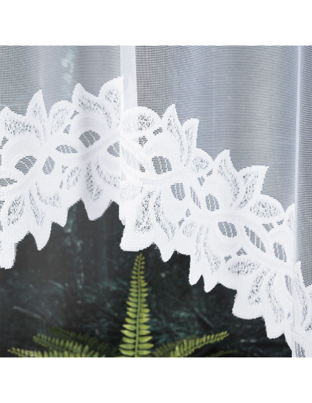 BASTIA · Firanka gotowa żakardowa z podcięciem na dole · 300x150 cm · kolor biały