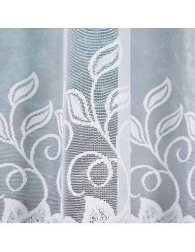 BASTIA · Firanka gotowa żakardowa z podcięciem na dole · 300x150 cm · kolor biały