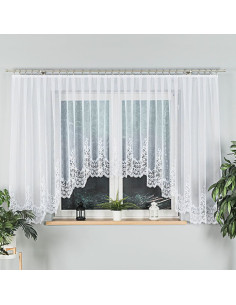 BERENIKA · Firanka gotowa żakardowa z podcięciem na dole · 430x160 cm · kolor biały