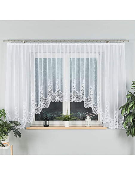 BERENIKA · Firanka gotowa żakardowa z podcięciem na dole · 430x160 cm · kolor biały