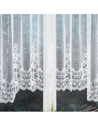 BERENIKA · Firanka gotowa żakardowa z podcięciem na dole · 430x160 cm · kolor biały