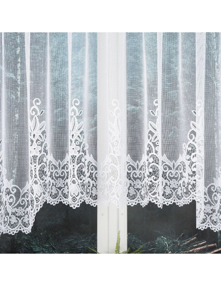 BERENIKA · Firanka gotowa żakardowa z podcięciem na dole · 430x160 cm · kolor biały