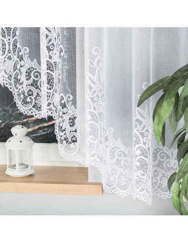 BERENIKA · Firanka gotowa żakardowa z podcięciem na dole · 430x160 cm · kolor biały