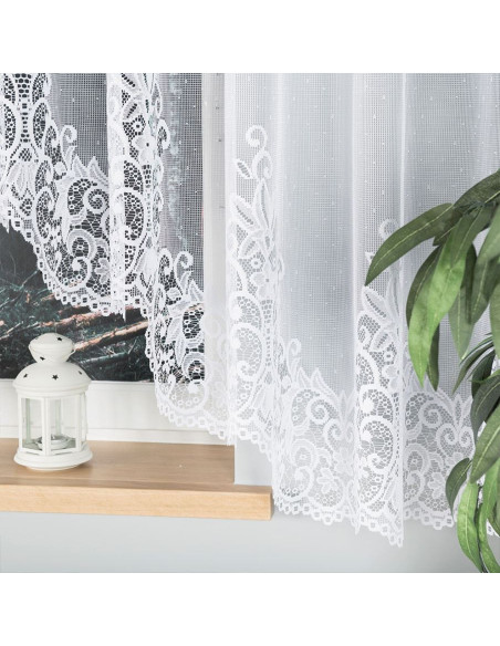 BERENIKA · Firanka gotowa żakardowa z podcięciem na dole · 430x160 cm · kolor biały
