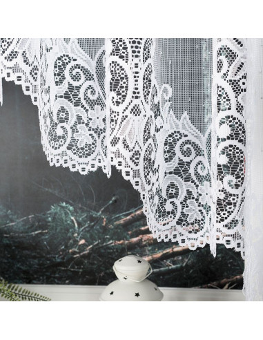 BERENIKA · Firanka gotowa żakardowa z podcięciem na dole · 430x160 cm · kolor biały