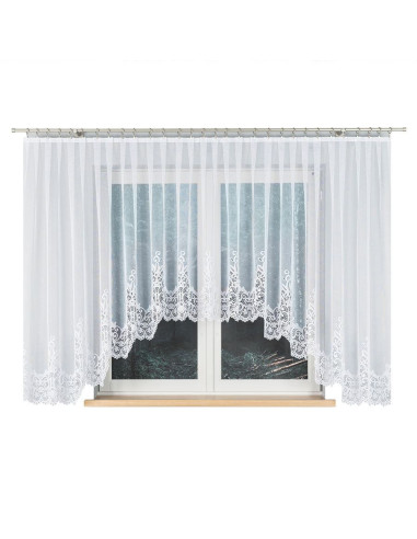 BERENIKA · Firanka gotowa żakardowa z podcięciem na dole · 430x160 cm · kolor biały