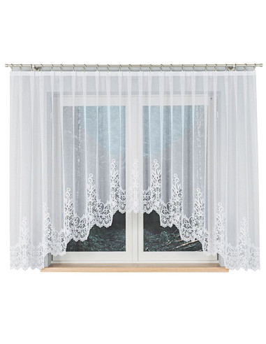 BERENIKA · Firanka gotowa żakardowa z podcięciem na dole · 430x160 cm · kolor biały