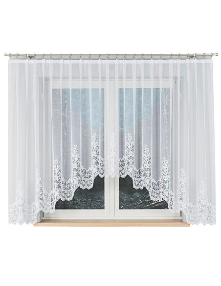 BERENIKA · Firanka gotowa żakardowa z podcięciem na dole · 430x160 cm · kolor biały