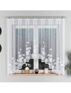 ARALIA · firanka gotowa · biała · kwiatowy wzór · 300x160 cm