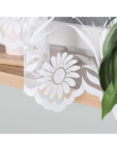 ARALIA · firanka gotowa · biała · kwiatowy wzór · 300x160 cm