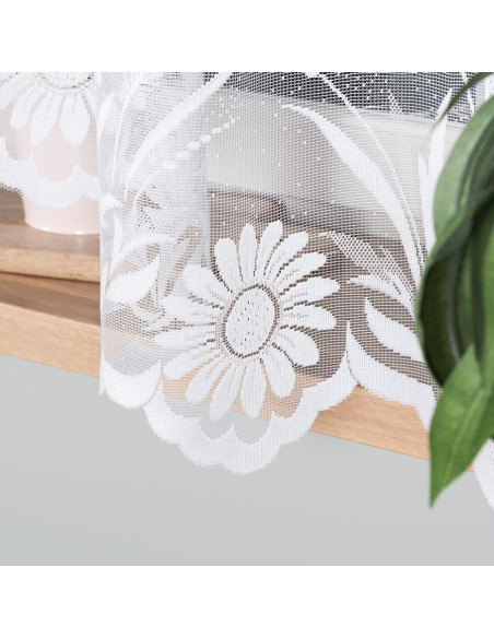 ARALIA · firanka gotowa · biała · kwiatowy wzór · 300x160 cm