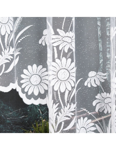 ARALIA · firanka gotowa · biała · kwiatowy wzór · 300x160 cm