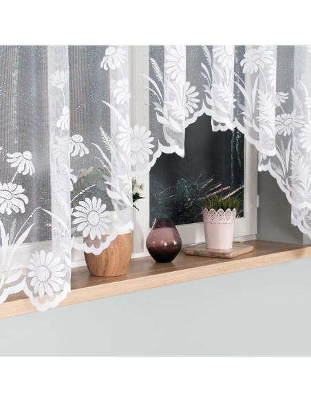ARALIA · firanka gotowa · biała · kwiatowy wzór · 300x160 cm