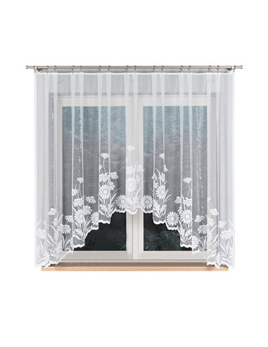 ARALIA · firanka gotowa · biała · kwiatowy wzór · 300x160 cm