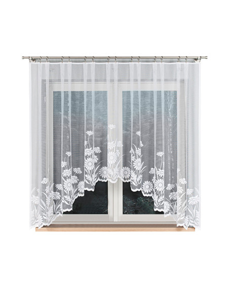 ARALIA · firanka gotowa · biała · kwiatowy wzór · 300x160 cm