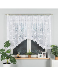 RENATA - Firanka gotowa żakardowa z podcięciem na dole - 300x130 cm - kolor biały