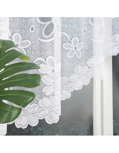 RENATA - Firanka gotowa żakardowa z podcięciem na dole - 300x130 cm - kolor biały