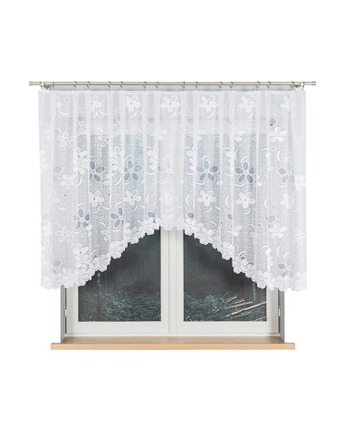 RENATA - Firanka gotowa żakardowa z podcięciem na dole - 300x130 cm - kolor biały